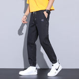 2021 Autumn Loose Men&#39;s Jeans Text embroidery Baggy Elastic Waist Harlan Cargo Jogger Brand Trousers Male Grey Large Sizes M-8XL