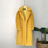 2021 New Women Winter Warm Faux Fur Coat Thick Women Long Coat Turn Down Collar Women Warm Coat Casaco Feminino