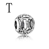 2020 new A-Z initial letter diy bead fit Original Pandora charm silver 925 Bracelet trinket jewelry for women DIY making X042