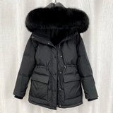 2022 Cotton Padded Fur Parka New Big Fur Collar Down Winter Jacket Women Thick Warm Parkas Female Outerwear