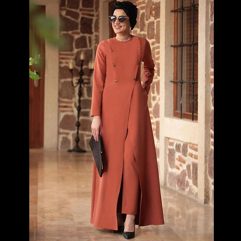 2020 Women Fashion Sets Muslim Suit Islamic Clothing Office Lady Long Sleeve Elegant Dress and Pants Turkish Dresses Arabic image