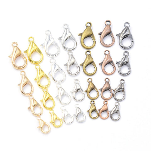 50pcs Mixed 7 Color 10/12/14/16mm Metal Lobster Clasp Hooks End Connectors For Jewelry Making Findings Necklace Bracelet DIY image