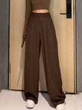 2021 Retro Solid Color Wild Straight Wide Leg Pants Female Spring New Korean Fashion High Waist Casual Long Pants