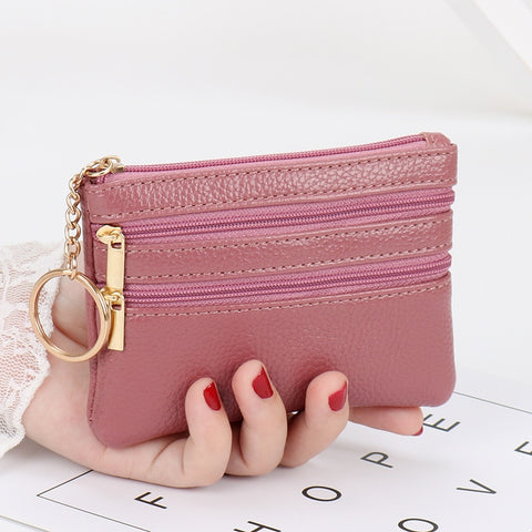 2021 Fashion Women Wallet Clutch Three Zip Female Short Small Coin Purse New Brand Design Soft Mini Card Holder Wallet Money Bag image