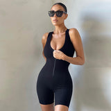 2021 Women Sexy Streetwear Sleeveless Bodycon Solid Knitted Fitness Sexy Jumpsuits Romper Playsuits Overalls Women