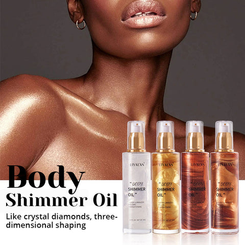 4 Color Bronze Body Shimmer Oil Face Brighten Glow Pearl White Highlighter Illuminator Makeup Shine Glitter Gold Liquid Taning image