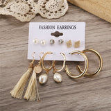 17KM Vintage Geometric Gold Metal Earrings Set For Women Punk Pearl Dangle Drop Earrings 2021 Trend Set of Earrings Jewelry Round trendy