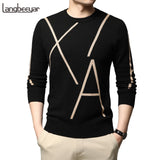 2021 New Fashion Brand Knit High End Designer Winter Wool Pullover Black Sweater For Man Cool Autum Casual Jumper Mens Clothing