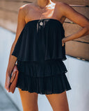 2020 Fashion Women Summer Elegant Off Shoulder Layered Ruffle Romper Lady Solid Sleeveless Casual Playsuit