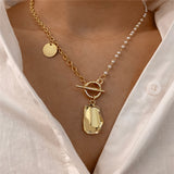 17KM Fashion Asymmetric Lock Necklace for Women Twist Gold Silver Color Chunky Thick Lock Choker Chain Necklaces Party Jewelry