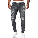 2022 Jeans Men Ripped Skinny Hole Trousers Stretch Slim Denim Pants Large Size Hip Hop Black Blue Casual Jogging Jeans for Men