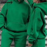 2021 Autumn Winter Matching Couple Casual Solid Hooded Hoodies And Pants Two Piece Sets Lover Pullover Hoodies Tracksuits Suits