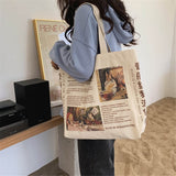 1Pc Women Canvas Shoulder Bag Alice in Wonderland Shopping Bags Students Book Bag Cotton Cloth Handbags Tote for Girls New 2022