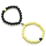 2Pcs/Set Couples Distance Bracelet Classic Natural Stone White and Black Yin Yang Beaded Bracelets for Men Women Best Friend Hot