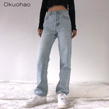 2021 High Waist Baggy Jeans Women Fashion Comfy Casual Straight Leg Loose Pants Mom Jeans Washed Boyfriend Wide Leg Trousers New