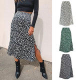 2021 Sexy Leopard Wrap Skirt Print Chiffon Split Skirt Casual Fashion Long Skirts for Women Spring Summer Clothes Zipper Elegant