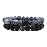 1-2PCS Beaded Bracelets Bangles Set Natural Lava Stone Couples Distance Energy Elastic Rope Men Women Best Gift