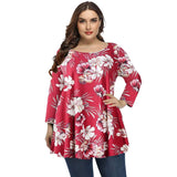 4XL 5XL Plus Size Tops Women 2021 Spring Autumn O Neck Long Sleeve Tie Dye Print Retro Vintage Blouse Loose Big Size Long Blouse