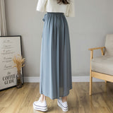 2021 Spring Summer New Style Korean Women Pleated Chiffon Trousers Plus Size High Waist Pants Hakama Casual Wide Leg Pantalones