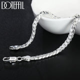 2 Piece 6MM Full Sideways Chain 925 Sterling Silver Necklace Bracelet Fashion Jewelry For Women Men Link Chain Sets Wedding Gift