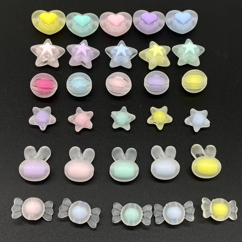 20 pcs Matte effect Heart Acrylic Beads Star Shape Beads Charms Bracelet Necklace Beads For Jewelry Making DIY Accessories image