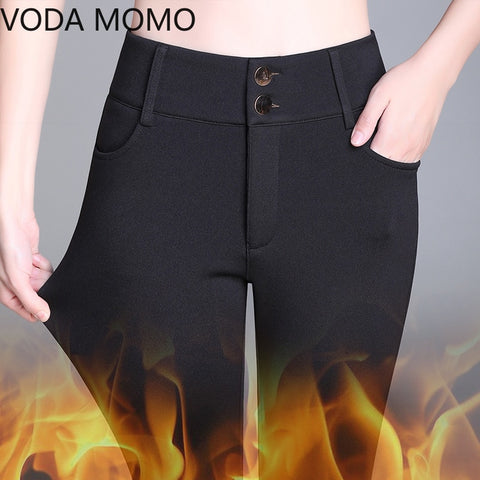 2020 New Fashion High Waist Autumn Winter Women Thick Warm Elastic Pants Quality S-5XL Trousers Tight Type Pencil Pants image