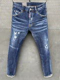 2021 Fashion Trend Dsquared2 Washed Worn Hole Paint Shop Men's Jeans 066#