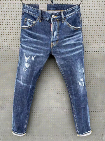 2021 Fashion Trend Dsquared2 Washed Worn Hole Paint Shop Men's Jeans 066# image