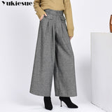 2020 winter warm wool women's pants female high waist pleated wide leg pants capris for women trousers woman Plus size 4xl