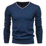 2020 New 100% Cotton Pullover V-neck Men&#39;s Sweater Solid Color Long Sleeve Autumn Slim Sweaters Men Casual Pull Men Clothing