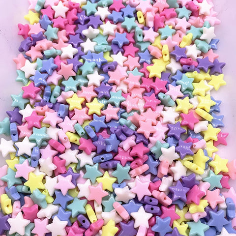 50pcs14mm Colourful Faceted Five-pointed Star Acrylic Loose Spacer Beads for Jewelry Making DIY Accessories image