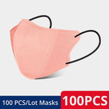 10-100pcs Adult Disposable Face Masks 3d 3-layer Anti Dust Colour Mouth Mascarillas Woman Black Pink Non-woven Breathable Mask