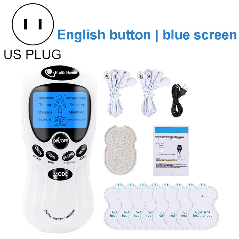 8-Mode Electric Tens Muscle Stimulator Ems Acupuncture Face Body Massager Digital Therapy Herald Massage Tool Electrostimulator