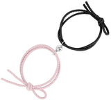 1Pair Two halves Heart Magnetic Bracelet Steel Pendant Couple Bracelets for Lover Friendship Bracelets Braid Rope Magnet