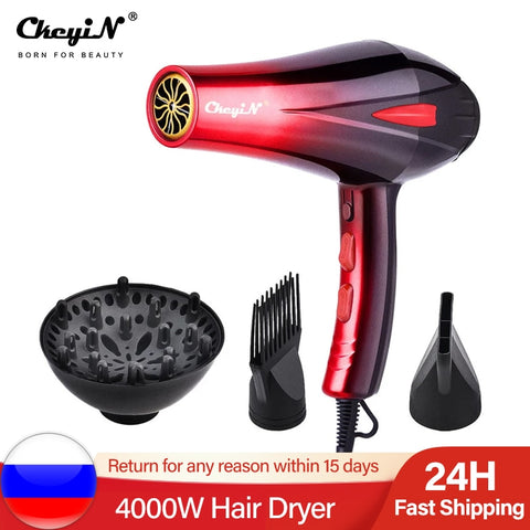 4000W Professional Powerful Hair Dryer Fast Heating Hot And Cold Adjustment Ionic Air Blow Dryer with Air Collecting Nozzel image