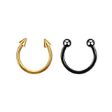 2Pcs Stainless Steel Cone Spike Horseshoe Circular Septum Nose Ring Nipple Hoops Nose Septum Eyebrow Ear Piercing Body Jewelry