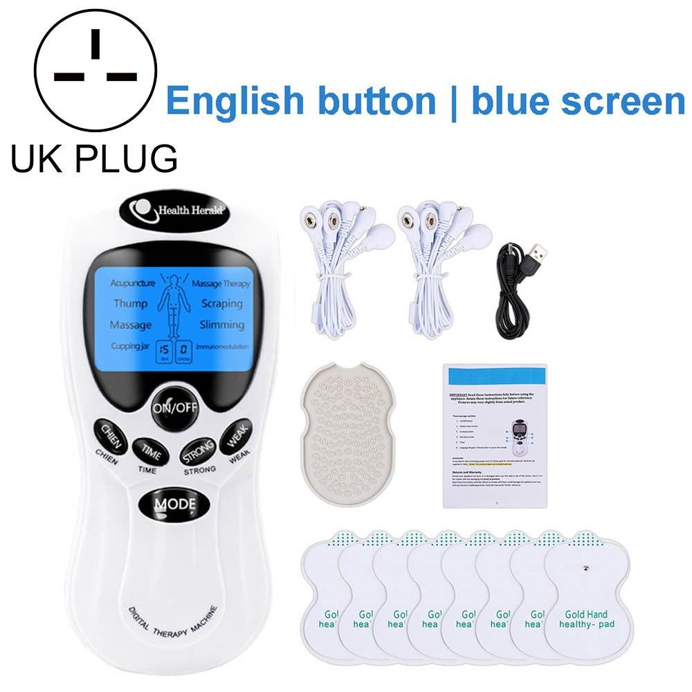 8-Mode Electric Tens Muscle Stimulator Ems Acupuncture Face Body Massager Digital Therapy Herald Massage Tool Electrostimulator