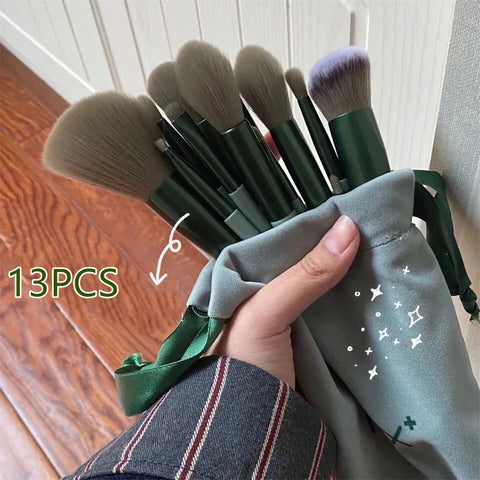 8/13PCS Makeup Brushes Pro Green Brush Set Powder Eyeshadow Blending Eyeliner Eyelash Eyebrow Make Up Beauty Cosmestic Brushes image