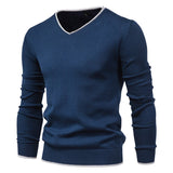 2020 New 100% Cotton Pullover V-neck Men&#39;s Sweater Solid Color Long Sleeve Autumn Slim Sweaters Men Casual Pull Men Clothing