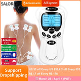 8-Mode Electric Tens Muscle Stimulator Ems Acupuncture Face Body Massager Digital Therapy Herald Massage Tool Electrostimulator