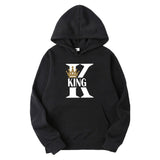 2021 Fashion Lover Couple Sportwear Set KING QUEEN Printed Hooded Clothes 2PCS Set Hoodie and Pants Plus Size Hoodies Women