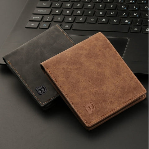 2021 New Retro Men Wallets Small Money Purses Wallets New Design Dollar Price Top Men Slim Wallet With Coin Bag Zipper Wallet image